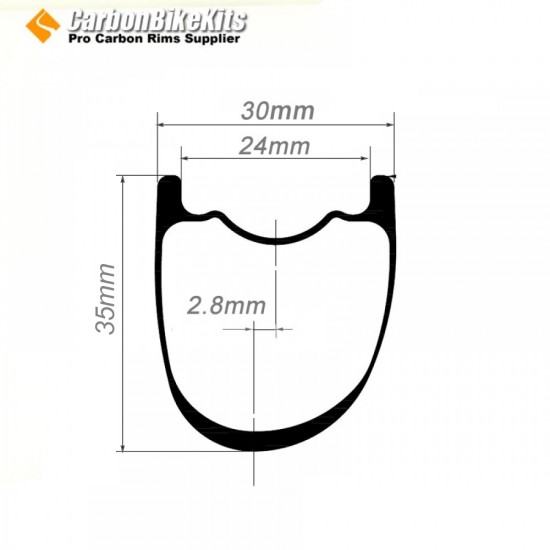 Aro de Carbono Ultraligero 650B 35x30mm Asimétrico Tubeless para Rueda de Gravel Aro de Carbono Ultraligero 650B 35x30mm Asimétrico Tubeless para Rueda de Gravel